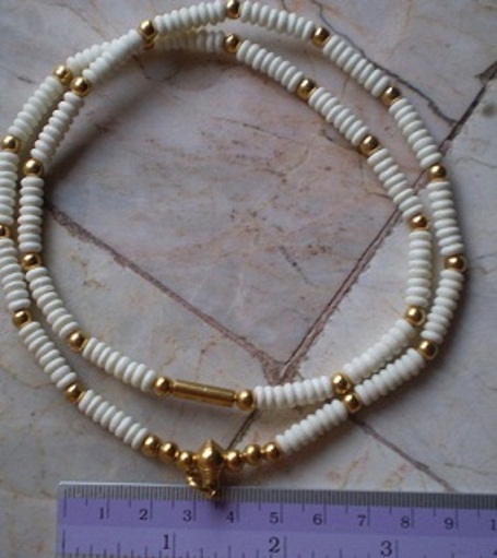 สร้อยกระดูกช้าง สลับเม็ดสแตนเลสไมครอน  หัวขุนเคาะเดียว 