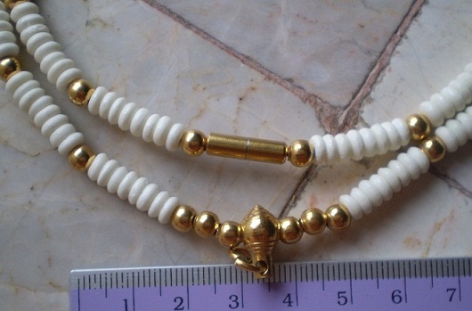 สร้อยกระดูกช้าง สลับเม็ดสแตนเลสไมครอน  หัวขุนเคาะเดียว 