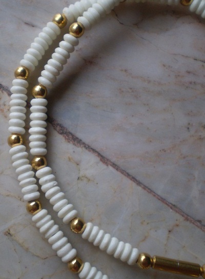 สร้อยกระดูกช้าง สลับเม็ดสแตนเลสไมครอน  หัวขุนเคาะเดียว 