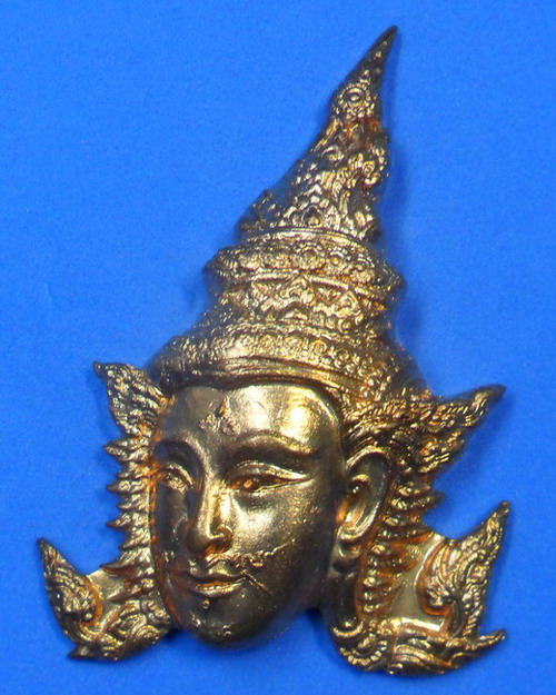 เศียรพระลักษณ์หน้าทอง เนื้อทองแดงนอกผสมชนวนเก่า หลวงปู่กาหลง เขี้ยวแก้ว