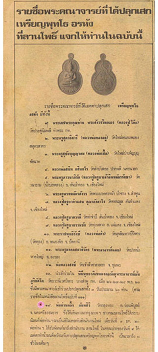 เหรียญพุธโธอรหัง หนังสือลานโพธิ์ ปี ๒๕๒o พ่อท่านคลิ้ง หลวงปู่โต๊ะ ปลุกเสก..เริ่ม20บาท( 12/10/57-57 )