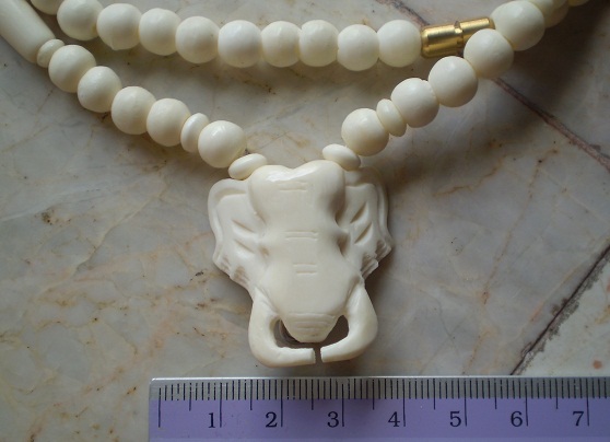 สร้อยกระดูกช้าง  ห่วงกลางหัวช้าง เคาะเดียว 