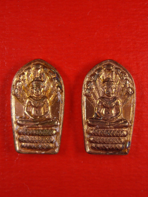 พระนาคปรกใบมะขาม หลวงปู่หลิว วัดไร่แตงทอง เนื้อทองแดง ทีเดียว 2 เหรียญ