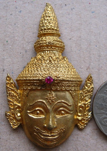 เศียรพระลักษณ์หน้าทอง รุ่นสมปรารถนา(รุ่นแรก)เนื้อสุวรรณสัมฤทธิ์ หลวงพ่อเอิบ ฐิตธมฺโม วัดซุ้มกระต่าย 