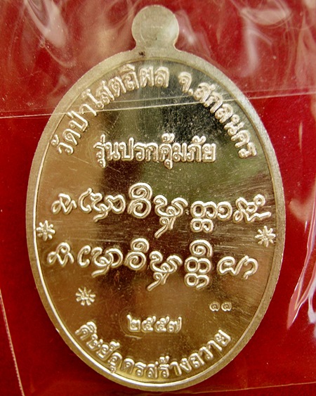 เหรียญปรกคุ้มภัย หลวงปู่บุญหนา ธัมมทินโน เนื้อเงิน หมายเลข๑๑
