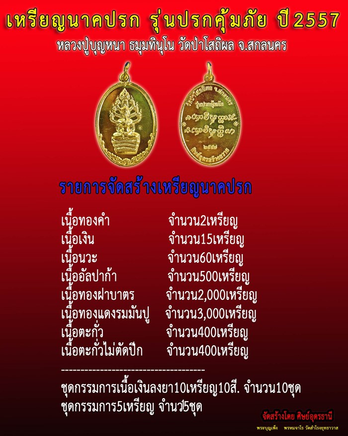 เหรียญปรกคุ้มภัย หลวงปู่บุญหนา ธัมมทินโน เนื้อนวะ หมายเลข๑๒