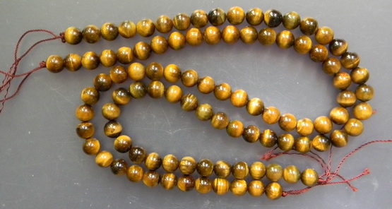 เม็ดประคำ หินตาเสือ(ไทเกอร์อาย) ขนาด 8 มิลลิเมตร จำนวน 90 เม็ด สำหรับงานร้อยสร้อย