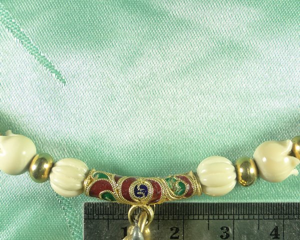 สร้อยลูกประคำงาช้างแท้ ยาว 24 นิ้ว สวมหัวได้