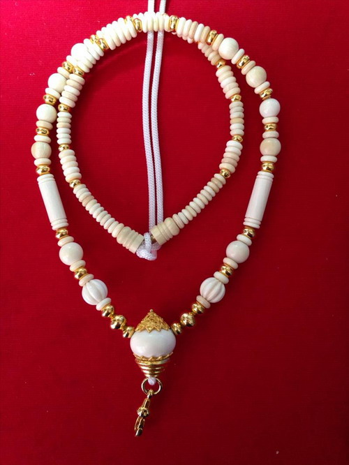 สร้อยงาช้างแท้ๆสลับเม็ดทองแท้