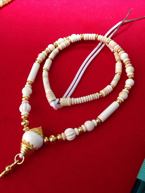 สร้อยงาช้างแท้ๆสลับเม็ดทองแท้