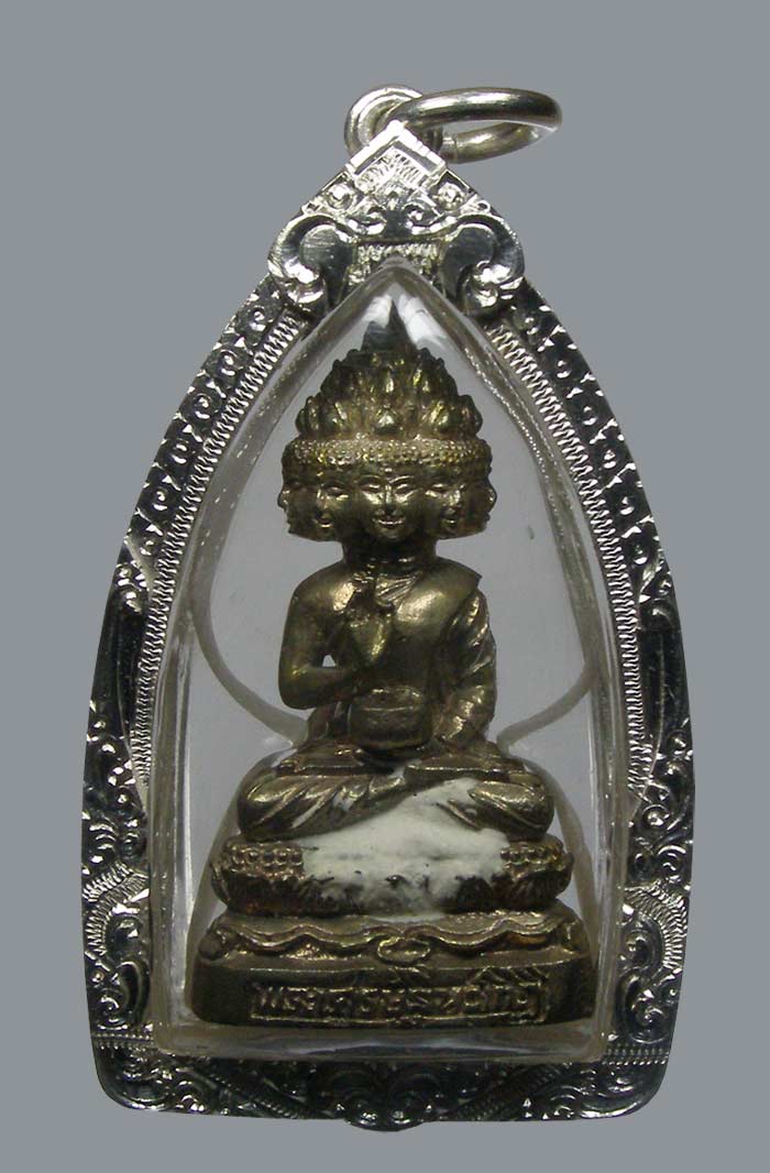 พระเศรษฐีนวโกฏิ  ((( เนื้อนวะ มีแป้งเจิม มีจาร ))) ล.ป.คำบุ วัดกุดชมพู เลี่ยมเงินพร้อมใช้