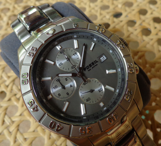 นาฬิกา FOSSIL โครโนกราฟ ของแท้ครับ หน้าปัดเทาsilver 3วงเล็ก TACHYMETER สไตล์สปอร์ตเรซซิ่ง