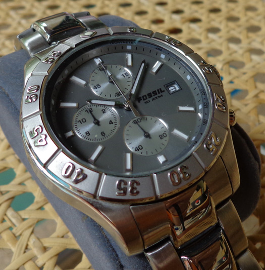 นาฬิกา FOSSIL โครโนกราฟ ของแท้ครับ หน้าปัดเทาsilver 3วงเล็ก TACHYMETER สไตล์สปอร์ตเรซซิ่ง