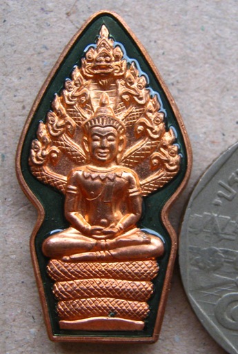 เหรียญปรกไตรมาส7รอบ หลวงพ่อสิน วัดละหารใหญ่ จ ระยอง ปี2555 เนื้อทองแดงลงยาสีเขียวองค์กะไหล่ทอง 