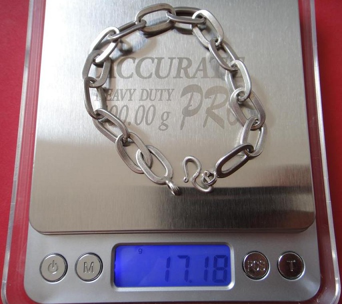 เลสข้อมือเงินแท้ ลายโซ่มือสองยาว 8 นิ้ว