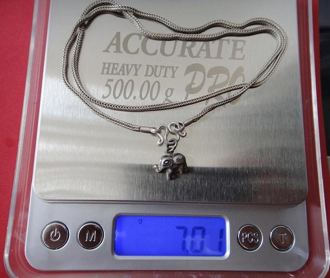  สร้อยเงินมือสอง พร้อมจี้เงินช้าง ความยาว18นิ้ว