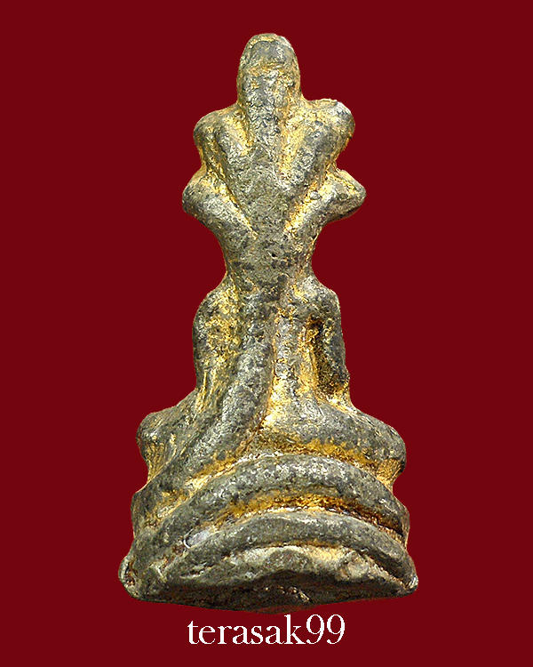 พระกรุวัดเลียบ พิมพ์นาคปรก เนื้อชินเงินปิดทองจากกรุ กรุงเทพฯ