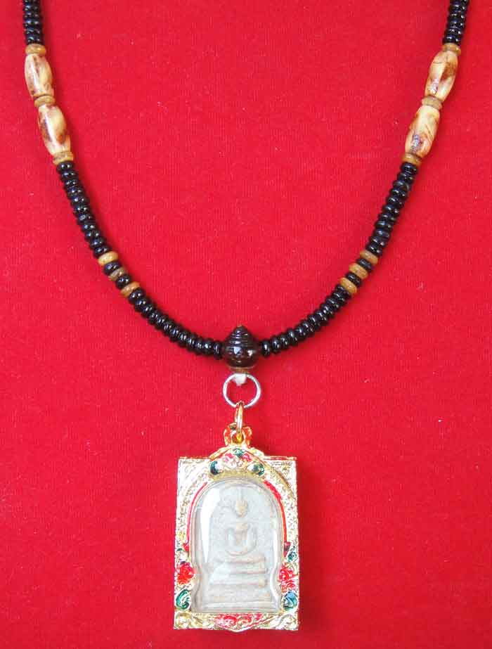 (((วัดใจ 10 บาทเคาะเดียวแดง)))สร้อยผสมเม็ดกะลาตาเดียว+หัวกลางไม้พยุง ความยาว ๒๕ นิ้ว แบบ ๑ ห่วง ๒ เส