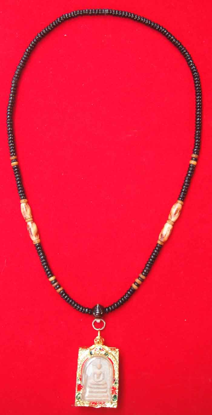 (((วัดใจ 10 บาทเคาะเดียวแดง)))สร้อยผสมเม็ดกะลาตาเดียว+หัวกลางไม้พยุง ความยาว ๒๕ นิ้ว แบบ ๑ ห่วง ๒ เส