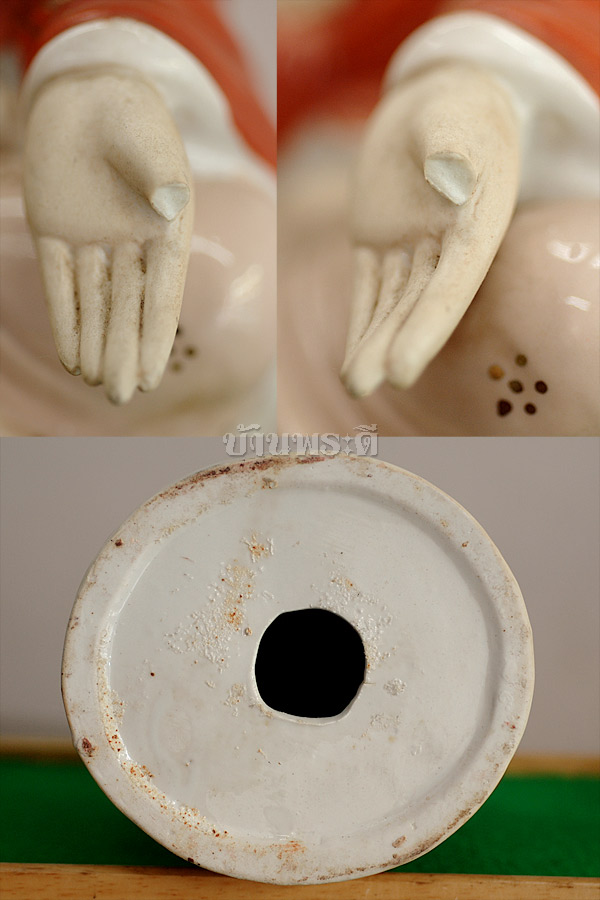 พระยูไล เนื้อกระเบื้องเคลือบ สูง 14.5 นิ้ว ฐาน 6 นิ้ว (ชำรุดที่นิ้วหัวแม่มือซ้าย)