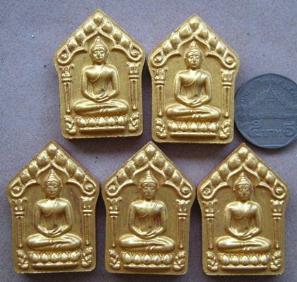 5องค์ พระขุนเเผนพรายกุมารพิมพ์ใหญ่ เนื้อเเดงทาทองฝังตะกรุด หลวงพ่อคูณ รุ่นเมตตา มหานิยม91ปี