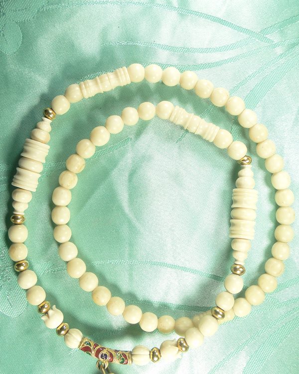 สร้อยลูกประคำงาช้างแท้ ยาว 24 นิ้ว สวมหัวได้