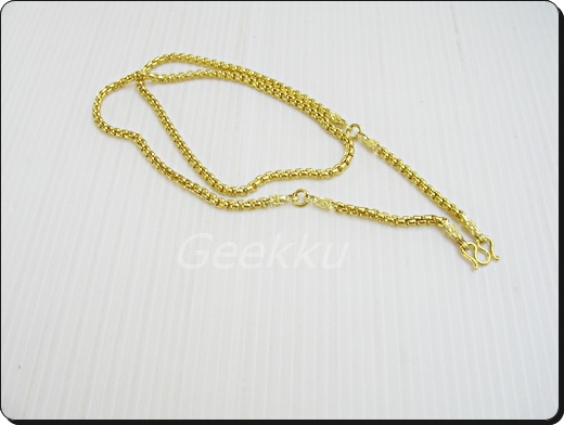 สร้อยคอเนื้อทองเหลืองแท้ ยาว 25 นิ้ว 3 ห่วง
