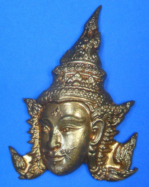 เศียรพระลักษณ์หน้าทอง เนื้อทองแดงนอกผสมชนวนเก่า หลวงปู่กาหลง เขี้ยวแก้ว