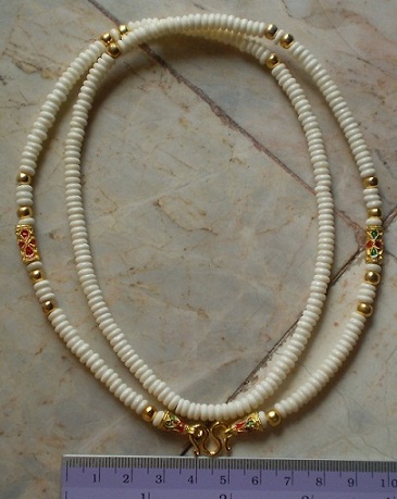 สร้อยกระดูกช้าง สลับทองไมครอน  หัวจรวด  เคาะเดียว 