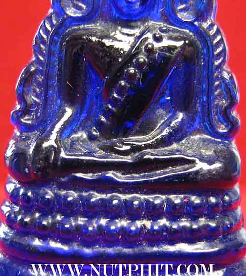 พระพุทธชินราช เนื้อแก้วสีน้ำเงิน หลวงพรหมโยธี ปี ๒๔๙๓+บัตรรับรองพระแท้*16