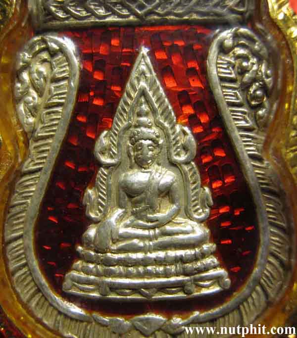 122*ชุดกรรมการ เหรียญพระพุทธชินราช เนื้อเงินลงยา พิมพ์หลังเข็มกลัด เลี่ยมทองแท้
