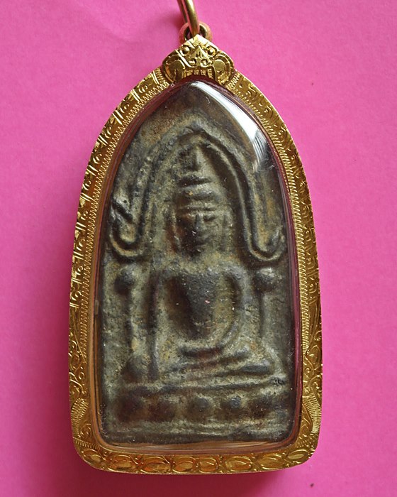 พระขุนแผนบัวห้าเม็ด เนื้อชินเงิน สุโขทัย  มีบัตรรับรอง พร้อมเลี่ยมทอง