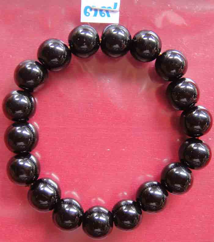(((วัดใจเคาะเดียวแดง)))สร้อยข้อมือหินอัญมณีสีดำนิล แก้ปีชง 2558 ขนาด 11 ม.ม. สวยจริง ถูกกว่า... ลองด