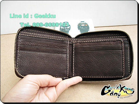 กระเป๋าตังค์ Tough หนังแท้สีน้ำตาล ซิปรอบ 