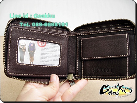 กระเป๋าตังค์ Tough หนังแท้สีน้ำตาล ซิปรอบ 