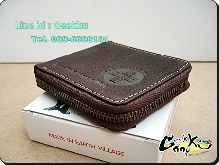 กระเป๋าตังค์ Tough หนังแท้สีน้ำตาล ซิปรอบ 