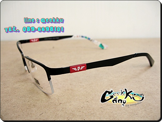 กรอบแว่นตา Phillip Morgan (P-3) ทรงครึ่งกรอบสีดำ กรอบทำจาก Stainless Steel 