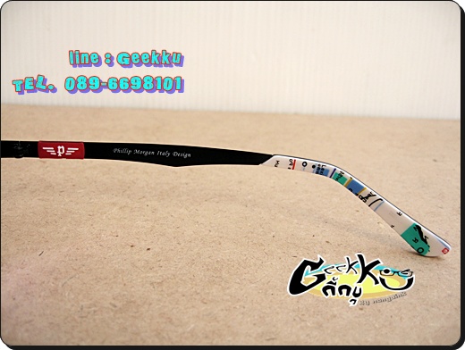 กรอบแว่นตา Phillip Morgan (P-3) ทรงครึ่งกรอบสีดำ กรอบทำจาก Stainless Steel 