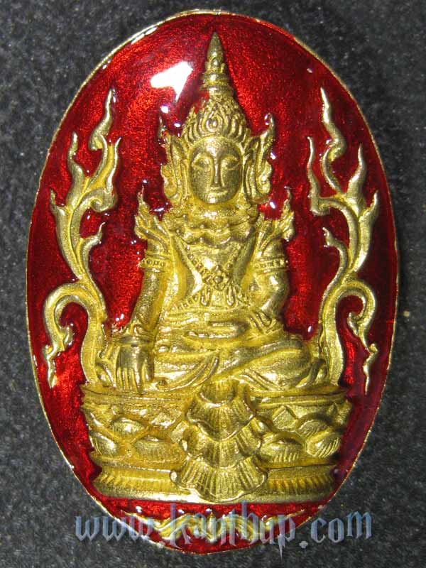 เหรียญหล่อกริ่ง พระมหามัยมุณี เนื้อทองทิพย์ ลงยาสีแดงรุ่น ดวงเศรษฐี 1 ใน 50 องค์ ครูบาออ ปณฺฑิต๊ะ 