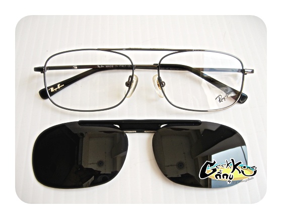 กรอบแว่น Ray Ban คลิปออน ตัวคลิปมีน้ำหนักเบาครับ กรอบเต็มสีกัน(ดำ-เทา)