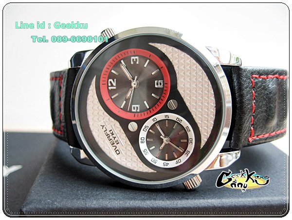 นาฬิกา EYKI : 2 Time Zone สายสีดำ ดีไซน์โดดเด่นที่หน้าปัดขนาด King Size 44 mm บอกเวลา 2 ประเทศ