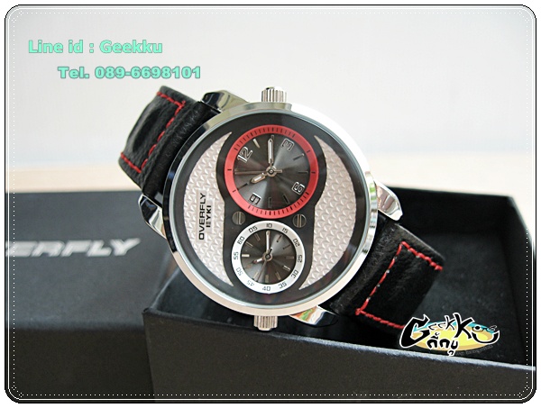 นาฬิกา EYKI : 2 Time Zone สายสีดำ ดีไซน์โดดเด่นที่หน้าปัดขนาด King Size 44 mm บอกเวลา 2 ประเทศ