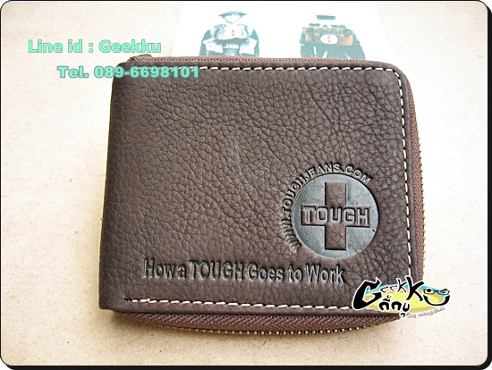 กระเป๋าตังค์ Tough หนังแท้สีน้ำตาล 
