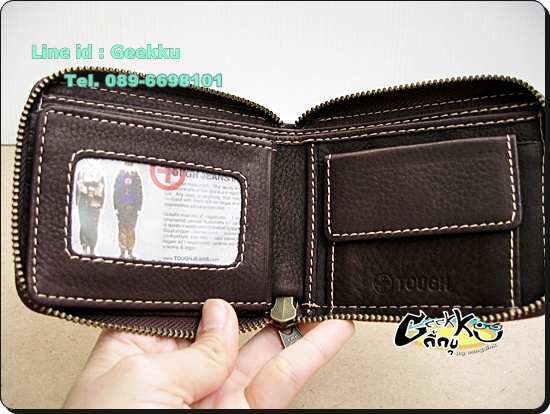 กระเป๋าตังค์ Tough หนังแท้สีน้ำตาล 