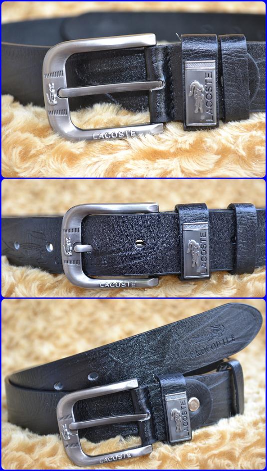 เข็มขัด Lacoste ® หน้ากว้าง 3.4 ซม ยาว 115 ซม สายหนังนิ่ม ของใหม่ เคระเดียวแดง
