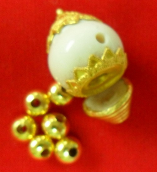 หัวขุนงาช้างแท้หุ้มทองสวยๆพร้อมเม็ดทองคำแท้ๆ 