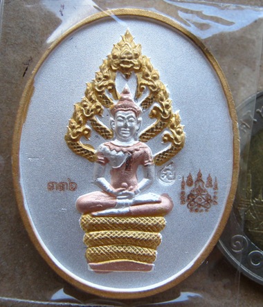 เหรียญพระนาคปรกไตรมาส ๕๑ หลวงพ่อสาคร วัดหนองกรับ จ ระยอง เนื้อสามกษัตริย์ หมายเลข336 