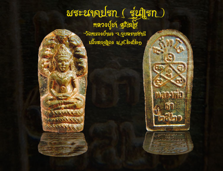 พระนาคปรก "รุ่นแรก" หลวงปู่ชา สุภัทโธ เนื้อทองแดง พ.ศ.๒๕๒๑