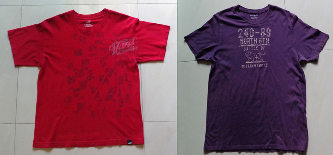 เสื้อยืด Vans สีแดง + เสื้อยืด DNKY สีม่วง ของแท้ทั้งคู่ครับ จัดไปปิดไม่ถึงพัน