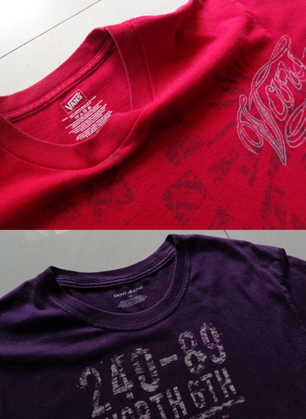เสื้อยืด Vans สีแดง + เสื้อยืด DNKY สีม่วง ของแท้ทั้งคู่ครับ จัดไปปิดไม่ถึงพัน